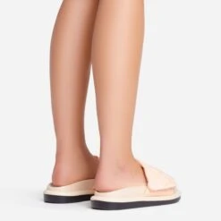 EGO It's-A-Vibe Embossed Velcro Strap Flat Slider Sandal In Nude Lycra -EGO Sales 15 02 23 fw63493 sb2