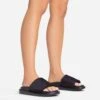 EGO It's-A-Vibe Embossed Velcro Strap Flat Slider Sandal In Black Lycra -EGO Sales 15 02 23 fw63494 s