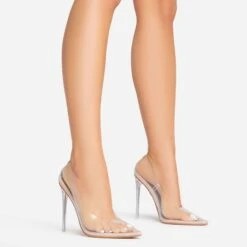 EGO Farrah Perspex Court Clear Heel In Nude Patent