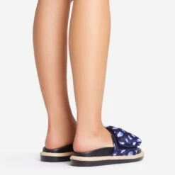 EGO Pillow Velcro Strap Flatform Slider Sandal In Navy Blue Print Nylon -EGO Sales 15 02 23 fw63529 sb2
