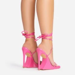 EGO Superlit Lace Up Square Toe Sculptured Platform Stiletto Heel In Pink Faux Leather -EGO Sales 15 02 23 fw63573 sb2