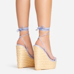 EGO Escape-Away Lace Up Woven Platform Wedge Heel In Lilac Faux Leather -EGO Sales 15 02 23 fw63601 sb2