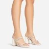 EGO Garland Double Diamante Strap Square Toe Block Heel Mule In White Faux Leather -EGO Sales 15 02 23 fw64211 s