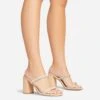 EGO Garland Double Diamante Strap Square Toe Block Heel Mule In Nude Faux Leather