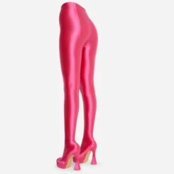 EGO Hypnosis Closed Square Toe Platform Flared Block Heel Long Legging Boot In Pink Lycra 9 EGO Hypnosis Closed Square Toe Platform Flared Block Heel Long Legging Boot In Pink Lycra -EGO Sales 15 06 22 fw13014