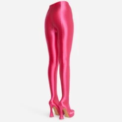 EGO Hypnosis Closed Square Toe Platform Flared Block Heel Long Legging Boot In Pink Lycra 10 EGO Hypnosis Closed Square Toe Platform Flared Block Heel Long Legging Boot In Pink Lycra -EGO Sales 15 06 22 fw13015