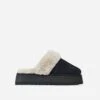 EGO Sugar Faux Fur Trim Platform Slipper In Black Faux Suede 1 EGO Sugar Faux Fur Trim Platform Slipper In Black Faux Suede -EGO Sales 15 11 22 july25791 sq