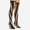 EGO Lilth Wrapped Panel Detail Pointed Toe Stiletto Heel Over The Knee Thigh High Sock Boot In Black Mesh -EGO Sales 16 08 22 fw12374