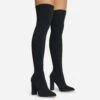 EGO Only-Fans Block Heel Over The Knee Thigh High Long Sock Boot In Black Ribbed Knit -EGO Sales 16 08 22 fw12510