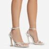 EGO Certified Silver Metallic Detail Square Toe Flared Block Heel In White Faux Leather -EGO Sales 16 08 22 fw12833