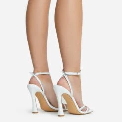 EGO Certified Silver Metallic Detail Square Toe Flared Block Heel In White Faux Leather -EGO Sales 16 08 22 fw12836