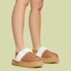 EGO Head-High Faux Fur Trim Sling Back Platform Slipper In Chestnut Brown Faux Suede -EGO Sales 20 01 23 fw acc50521 sq 1