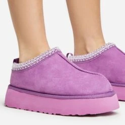 EGO Tazmin Aztec Detail Faux Fur Lining Platform Slipper In Purple Faux Suede -EGO Sales 20 01 23 fw acc50557 sq