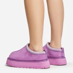 EGO Tazmin Aztec Detail Faux Fur Lining Platform Slipper In Purple Faux Suede -EGO Sales 20 01 23 fw acc50558 sq