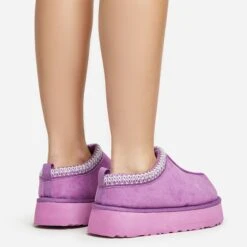 EGO Tazmin Aztec Detail Faux Fur Lining Platform Slipper In Purple Faux Suede -EGO Sales 20 01 23 fw acc50559 sq