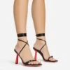 EGO Uno Lace Up Buckle Detail Red Slanted Heel In Black Faux Leather -EGO Sales 20 01 23 fw acc50656 s