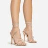 EGO Summer-Night Lace Up Textured Strap Detail Square Toe Heel In Nude Patent -EGO Sales 20 01 23 fw acc50833 s