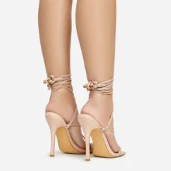 EGO Summer-Night Lace Up Textured Strap Detail Square Toe Heel In Nude Patent -EGO Sales 20 01 23 fw acc50836 sb2