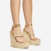 EGO Arred Clear Perspex Strap Detail Woven Platform Wedge In Gold Faux Leather -EGO Sales 20 01 23 fw acc50849 s