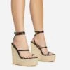EGO Arred Clear Perspex Strap Detail Woven Platform Wedge In Black Faux Leather -EGO Sales 20 01 23 fw acc50864 s