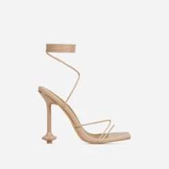 EGO Fonteyn Lace Up Square Toe Statement Heel In Nude Faux Leather -EGO Sales 20 01 23 fw acc51210 sq