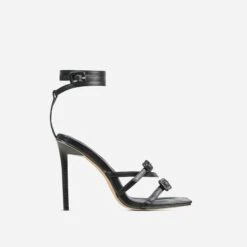 EGO Brady Double Buckle Strap Detail Square Toe Stiletto Heel In Black Faux Leather -EGO Sales 20 01 23 fw acc51218 sq