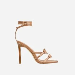 EGO Brady Double Buckle Strap Detail Square Toe Stiletto Heel In Nude Faux Leather -EGO Sales 20 01 23 fw acc51219 sq