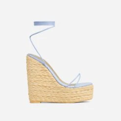 EGO Escape-Away Lace Up Woven Platform Wedge Heel In Lilac Faux Leather -EGO Sales 20 01 23 fw acc52678 sq