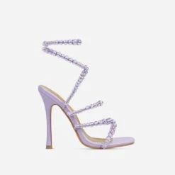 EGO Daya Lace Up Beaded Strap Detail Square Toe Stiletto Heel In Lilac Faux Leather -EGO Sales 20 01 23 fw acc52703 sq
