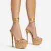 EGO West-Coast Lace Up Open Toe Cork Platform Stiletto Heel In Gold Faux Leather -EGO Sales 20 01 23 fw acc52756 s