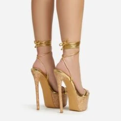 EGO West-Coast Lace Up Open Toe Cork Platform Stiletto Heel In Gold Faux Leather -EGO Sales 20 01 23 fw acc52759 sb2