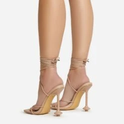 EGO Fonteyn Lace Up Square Toe Statement Heel In Nude Faux Leather -EGO Sales 20 01 23 fw acc52807 sb