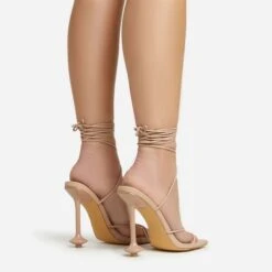 EGO Fonteyn Lace Up Square Toe Statement Heel In Nude Faux Leather -EGO Sales 20 01 23 fw acc52808 sb2