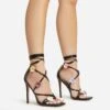 EGO Flower-Child Lace Up Strappy 3D Flower Detail Square Toe Stiletto Heel In Black Faux Leather -EGO Sales 20 01 23 fw acc53004 sq