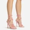 EGO Daya Lace Up Beaded Strap Detail Square Toe Stiletto Heel In Pink Faux Leather -EGO Sales 20 01 23 fw acc53016 sq