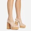 EGO Buffy Twisted Strap Detail Slingback Cork Platform Block Heel In White Faux Leather -EGO Sales 20 01 23 fw acc53036 sq