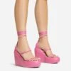 EGO Beach-Side Lace Up Strappy Platform Wedge Heel In Pink Faux Leather And Rubber -EGO Sales 20 01 23 fw acc53155 3 s