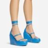 EGO Beach-Side Lace Up Strappy Platform Wedge Heel In Blue Faux Leather And Rubber -EGO Sales 20 01 23 fw acc531550 s