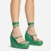 EGO Beach-Side Lace Up Strappy Platform Wedge Heel In Green Faux Leather And Rubber -EGO Sales 20 01 23 fw acc53155 s