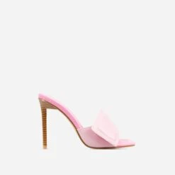 EGO Plush Velcro Strap Detail Square Peep Toe Stiletto Heel Mule In Pink Faux Leather -EGO Sales 20 01 23 fw acc53167 sq