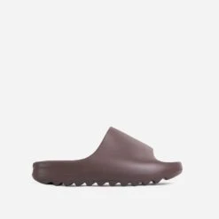 EGO Playoff Flat Slider Sandal In Chocolate Brown Rubber