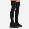 EGO Over-The-Moon Chunky Sole Over The Knee Thigh High Sock Boot In Black Ribbed Knit -EGO Sales 20 07 227243