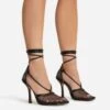 EGO New-Me Lace Up Square Toe Court Heel In Black Fishnet -EGO Sales 22 09 22 fwbags0136