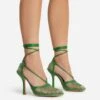 EGO New-Me Lace Up Square Toe Court Heel In Green Fishnet -EGO Sales 22 09 22 fwbags0141