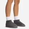 EGO Ultra Mini Ankle Length Faux Fur Lining Boots In Grey Faux Suede -EGO Sales 22 09 22 fwbags1785