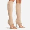 EGO Nessa Pointed Toe Metallic Stiletto Heel Knee High Long Boot In Nude Lycra -EGO Sales 22 09 22 fwbags1924 copy