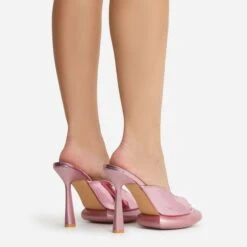 EGO Volvic Peep Toe Statement Platform Stiletto Heel Mule In Pink Metallic Faux Leather -EGO Sales 22 09 22 fwbags1939 sq 1