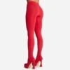 EGO Hypnosis Closed Square Toe Platform Flared Block Heel Long Legging Boot In Red Lycra -EGO Sales 2261 blk16192 copy