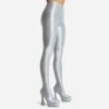 EGO Hypnosis Closed Square Toe Platform Flared Block Heel Long Legging Boot In Silver Lycra -EGO Sales 2261 blk16194 copy