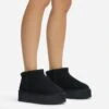 EGO Pumpkin Platform Sole Faux Fur Lining Ultra Mini Ankle Boot In Black Faux Suede -EGO Sales 28 10 22 fw20371 sq
